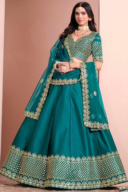 Rama Green Colour Art Silk Lehenga Choli VSLC1050691