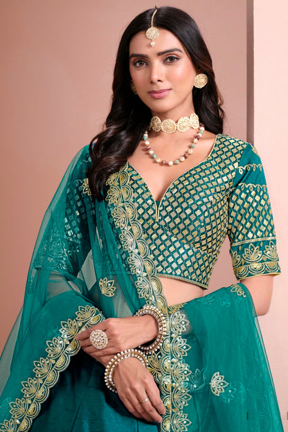 Rama Green Colour Art Silk Lehenga Choli VSLC1050691