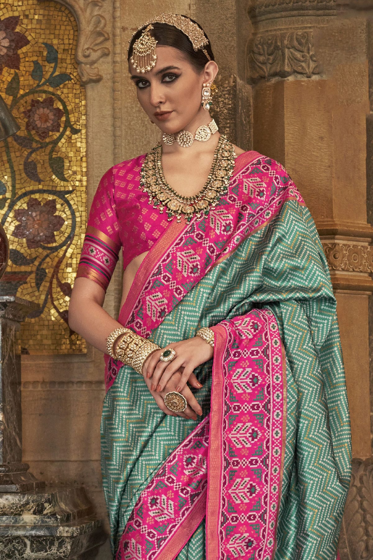 Rama Green Colour Banarasi Silk Saree VSSD1110263