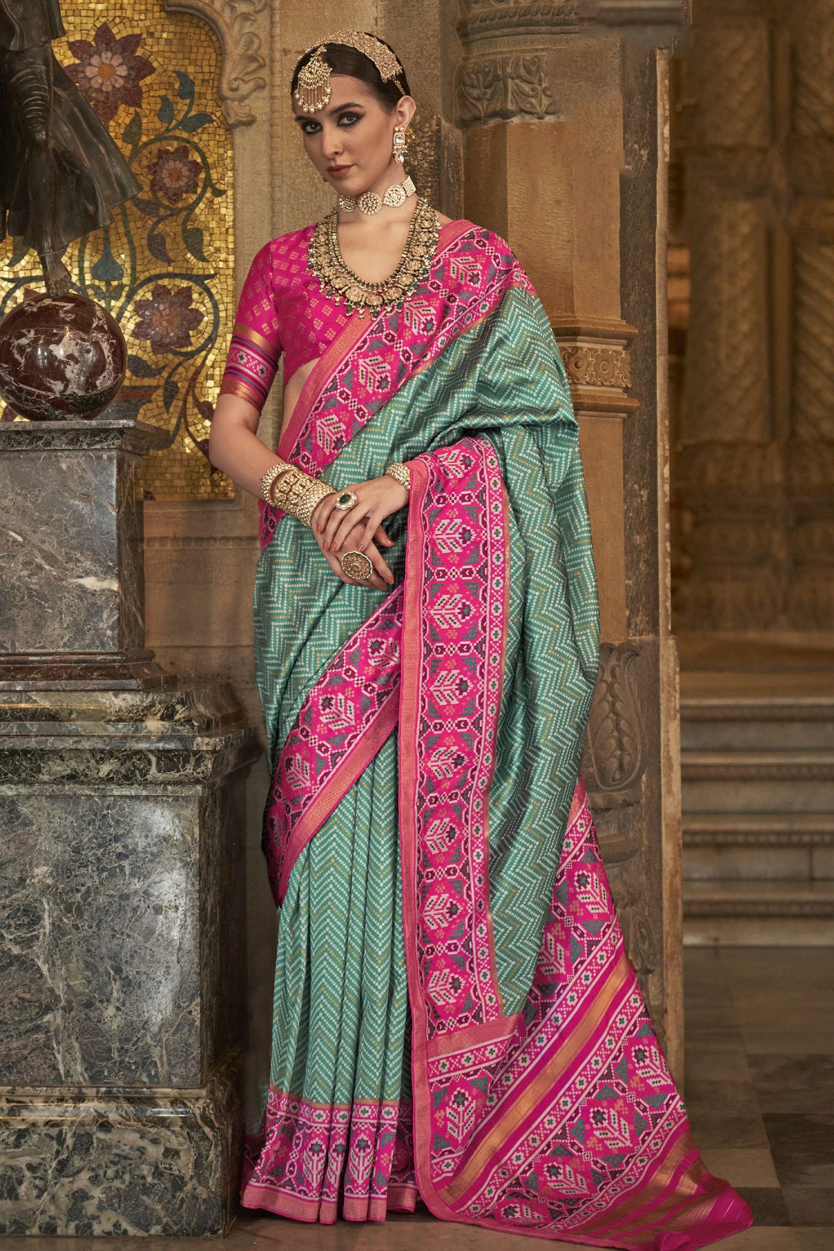 Rama Green Colour Banarasi Silk Saree