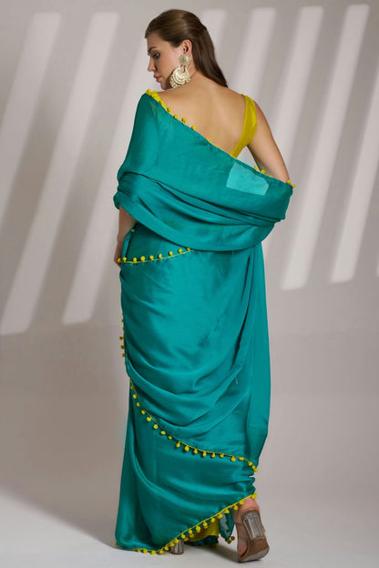 Rama Green Colour Chiffon Saree VSSD1112751