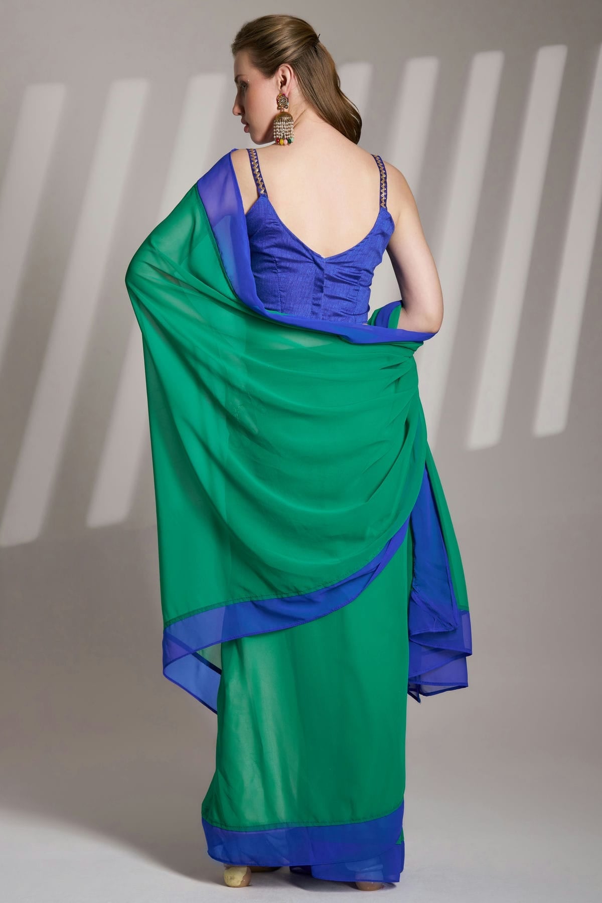 Rama Green Colour Chiffon Saree VSSD1112770