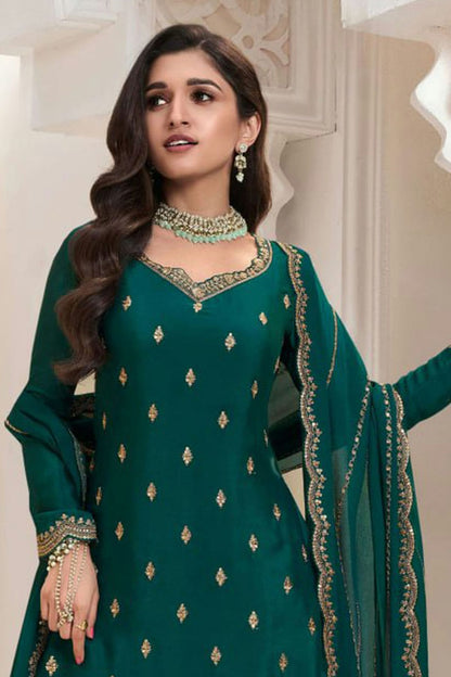 Rama Green Colour Chinon Palazzo Pant Suit VSSM1140613