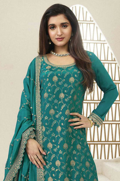 Rama Green Colour Chinon Sharara Suit