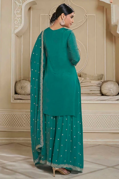 Rama Green Colour Chinon Sharara Suit