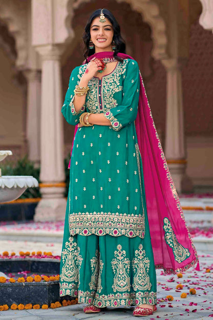 Rama Green Colour Chinon Stitched Palazzo Pant Suit VSSS1140768