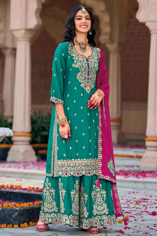 Rama Green Colour Chinon Stitched Palazzo Pant Suit VSSS1140768