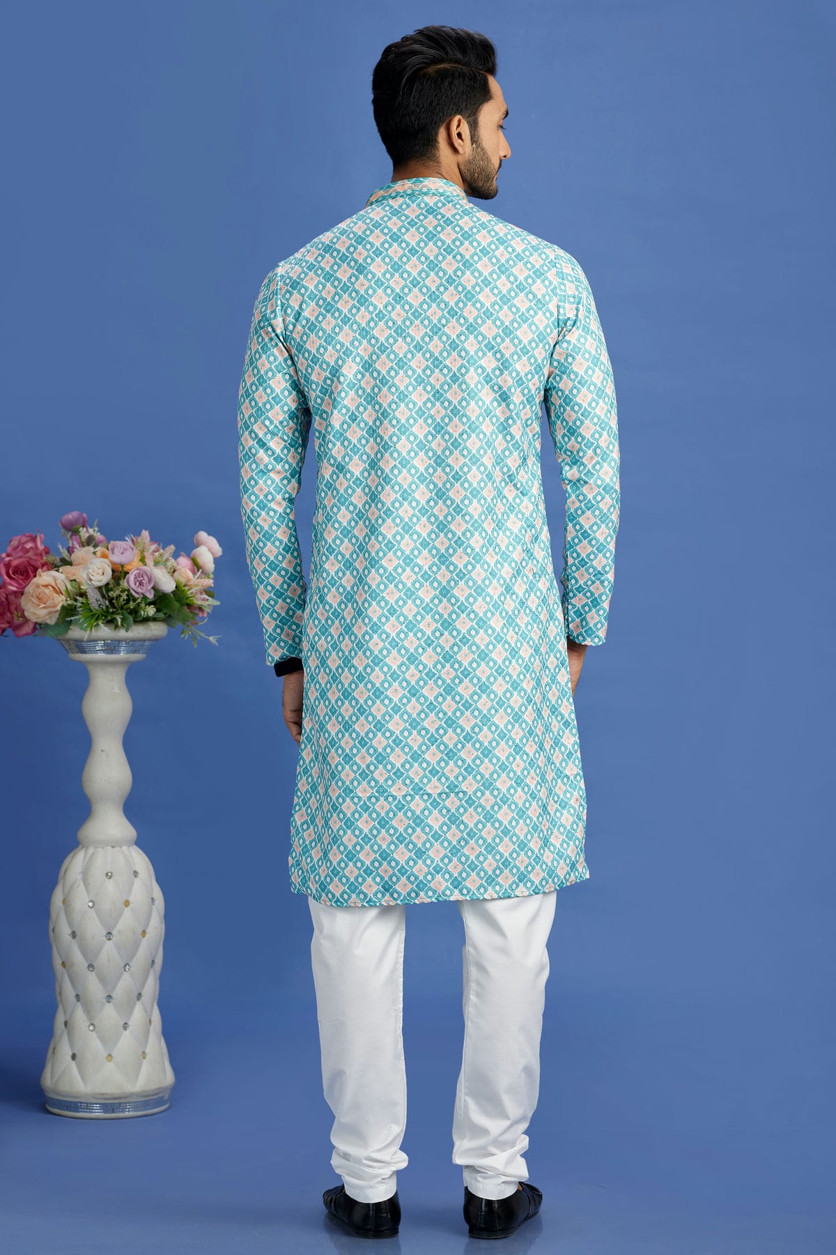 Rama Green Colour Cotton Pintex Work Kurta Pajama VSKP1230165