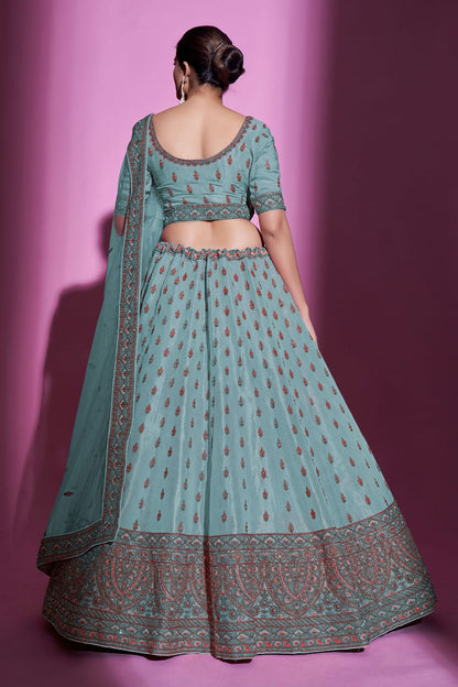 Rama Green Colour Embroidery Gota Silk Lehenga Choli