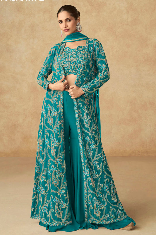 Rama Green Colour Georgette Indo Western Suit