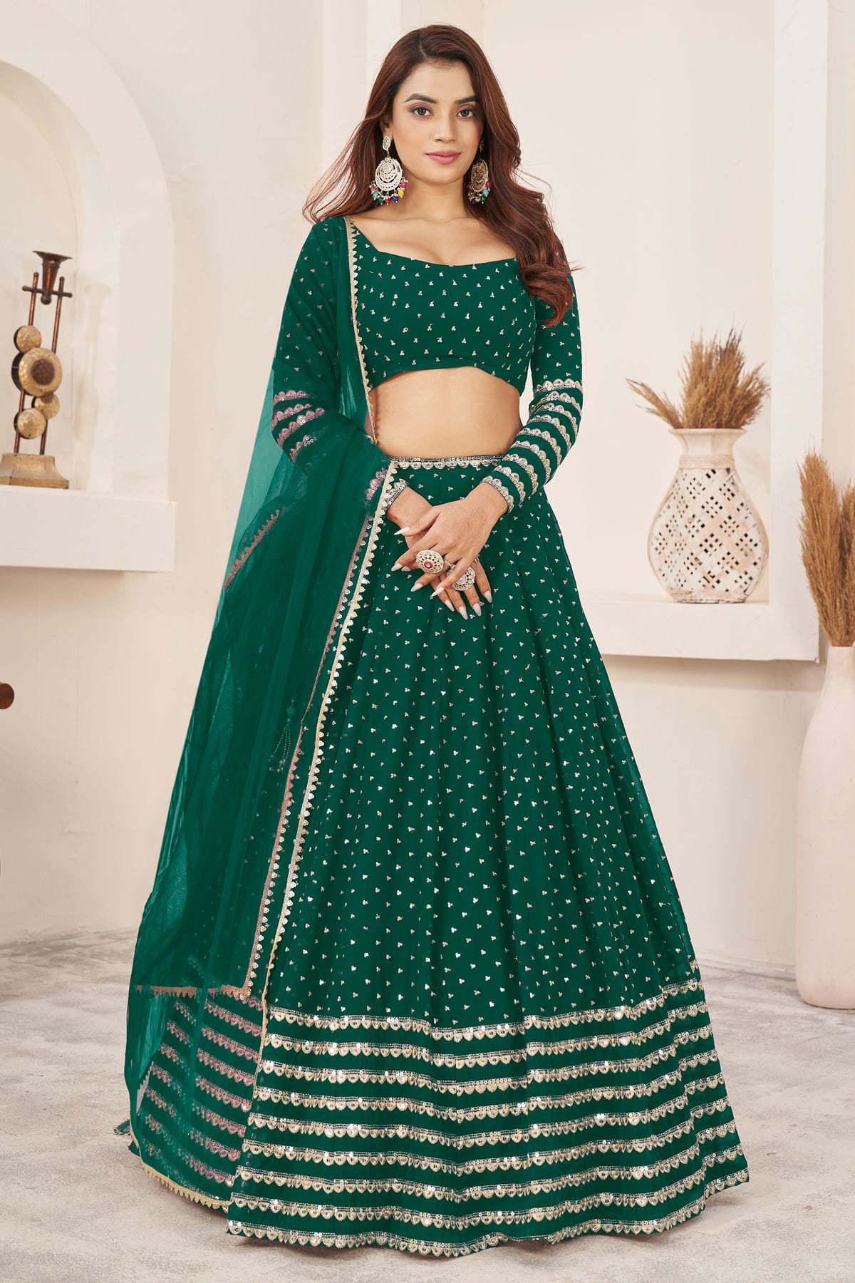 Rama Green Colour Georgette Lehenga Choli