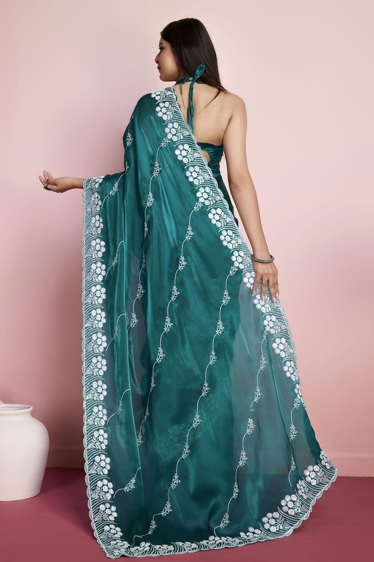 Rama Green Colour Jimmy Choo Saree