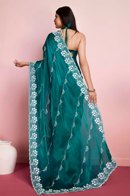 Rama Green Colour Jimmy Choo Saree