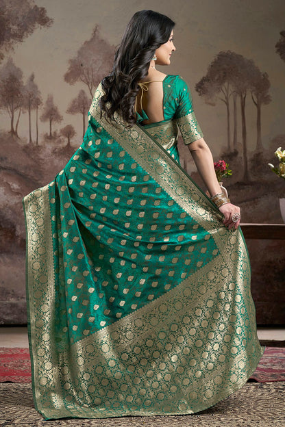 Rama Green Colour Lichi Silk Traditional Saree