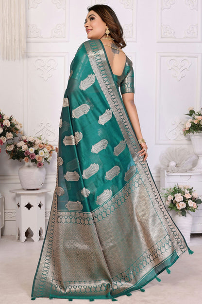 Rama Green Colour Organza Traditional Saree VSSD1112716