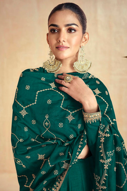 Rama Green Colour Premium Silk Gown VSGW1140780