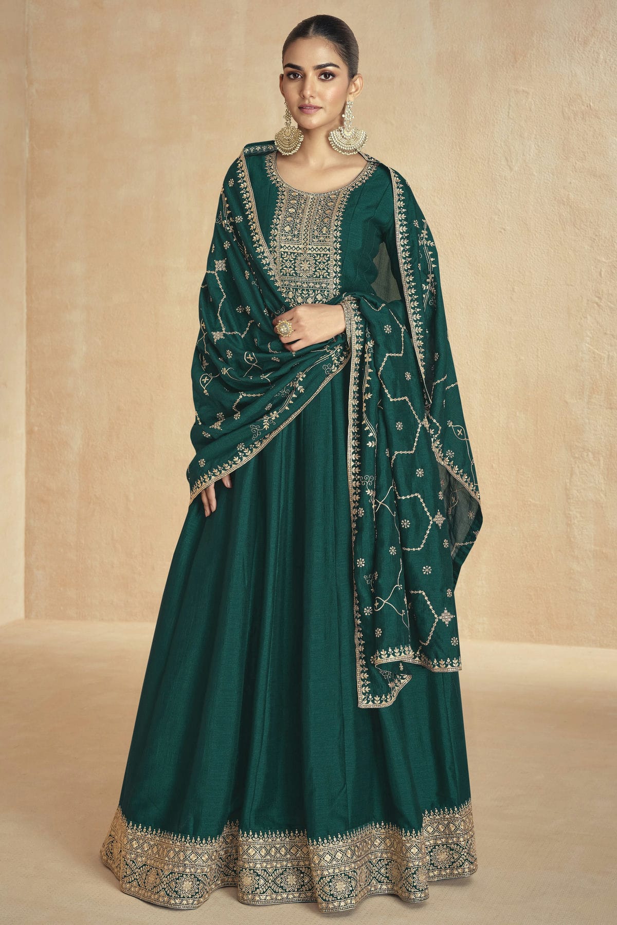 Rama Green Colour Premium Silk Gown VSGW1140780