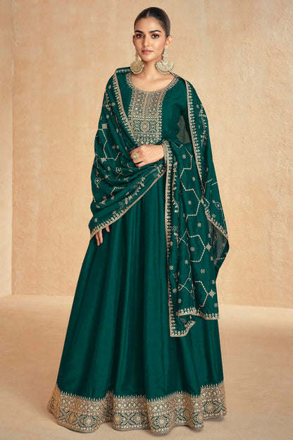 Rama Green Colour Premium Silk Gown VSGW1140780