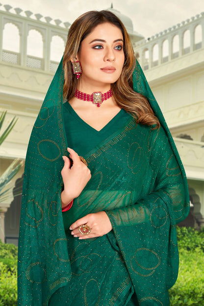 Rama Green Colour Silk Designer Saree VSLC1121476