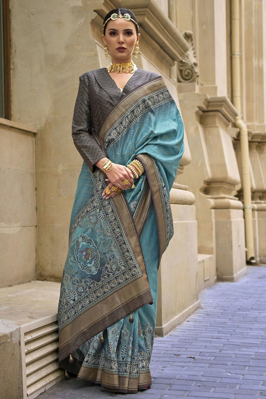 Rama Green Colour Silk Traditional Saree