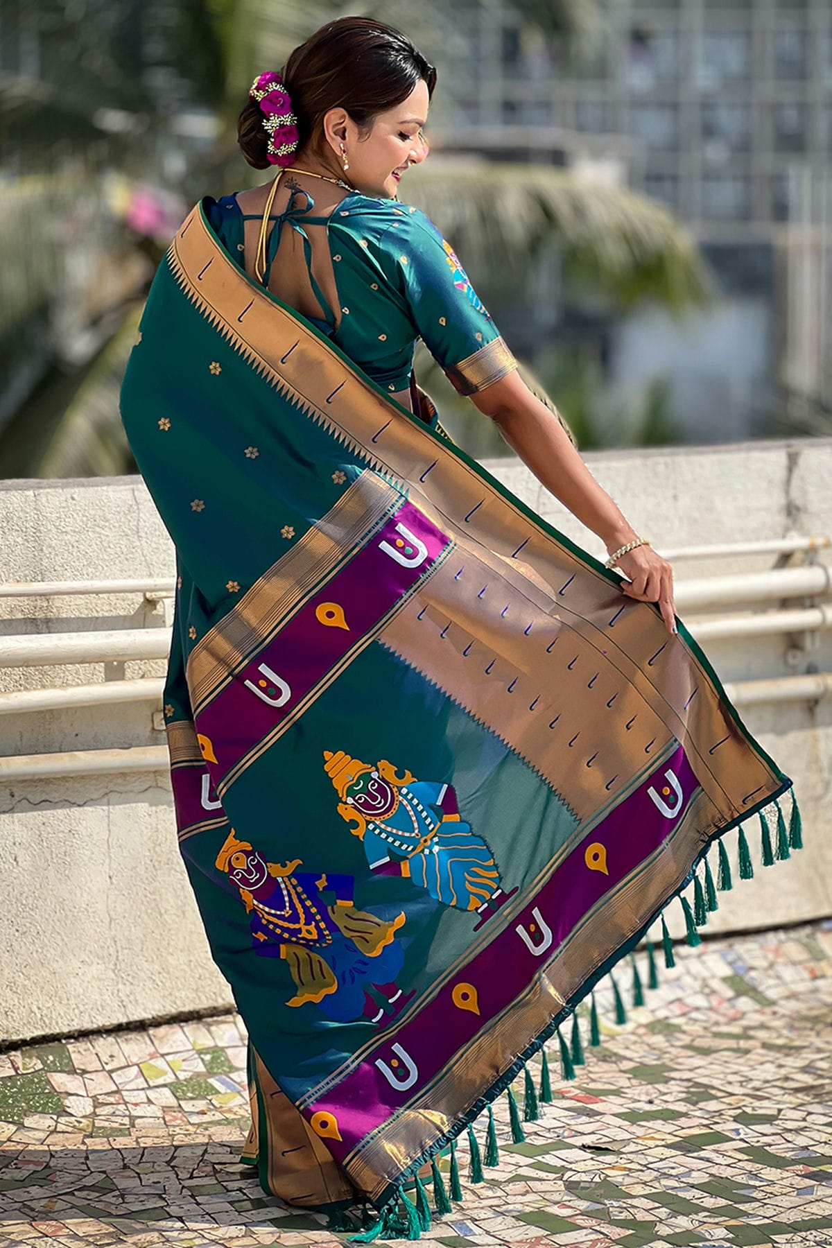 Rama Green Colour Soft Silk Paithani Saree