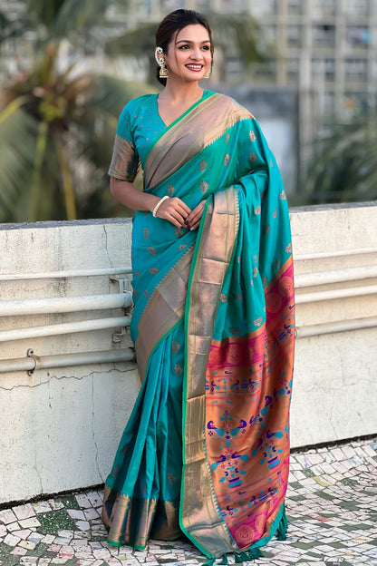 Rama Green Colour Soft Silk Traditional Saree