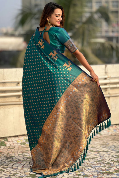 Rama Green Colour Soft Silk Traditional Saree VSSD1112646