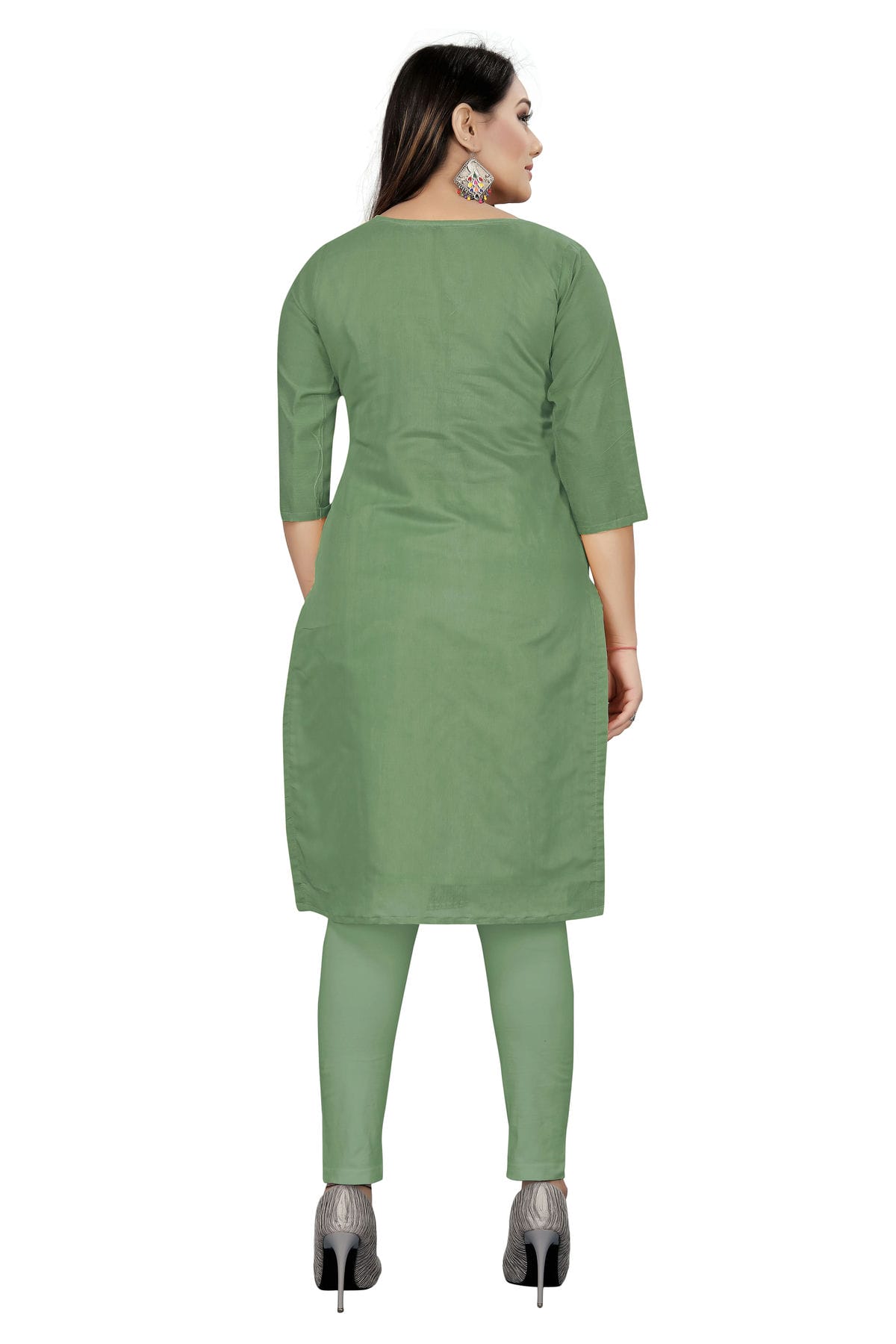 Rama Green Colour Unstitched Chanderi Cotton Straight Suit