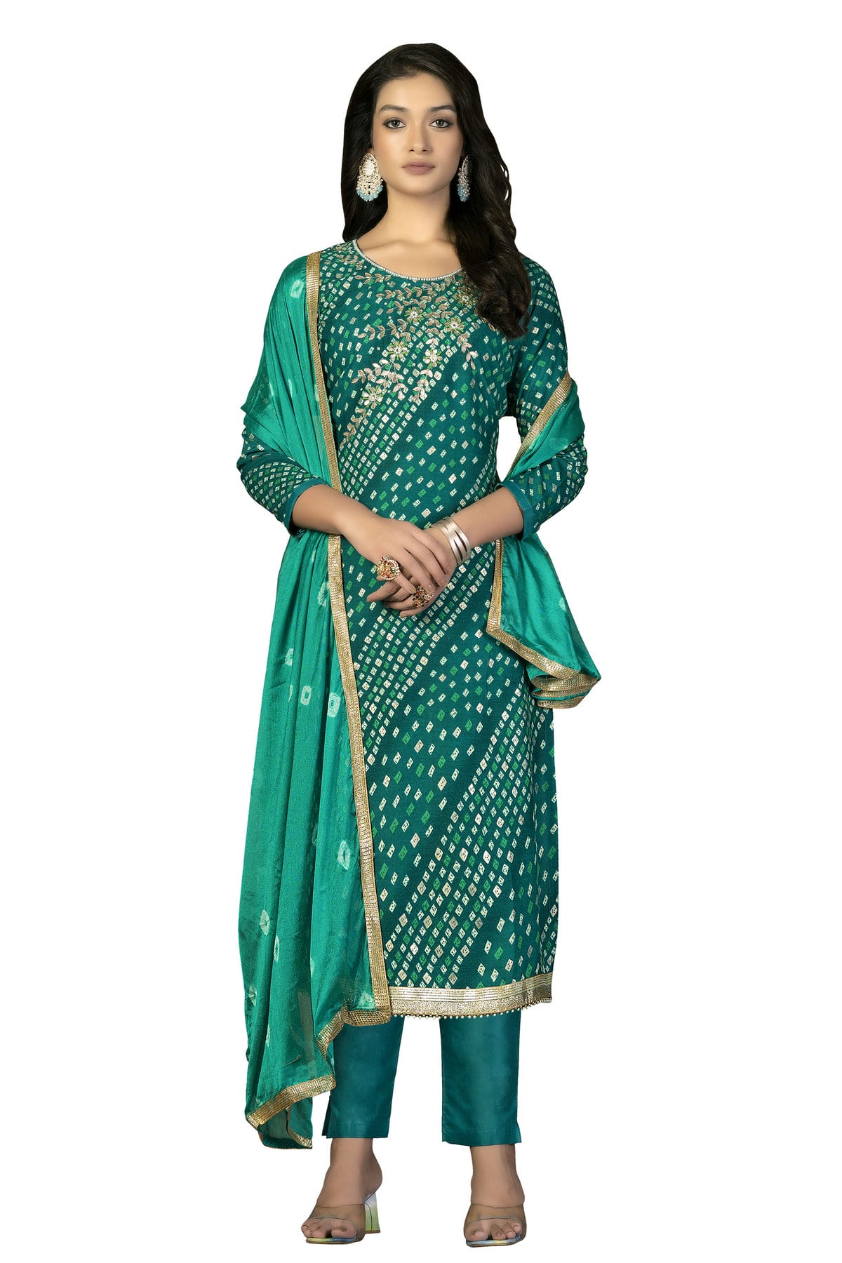 Rama Green Colour Unstitched Jam Cotton Fabric Straight Suit