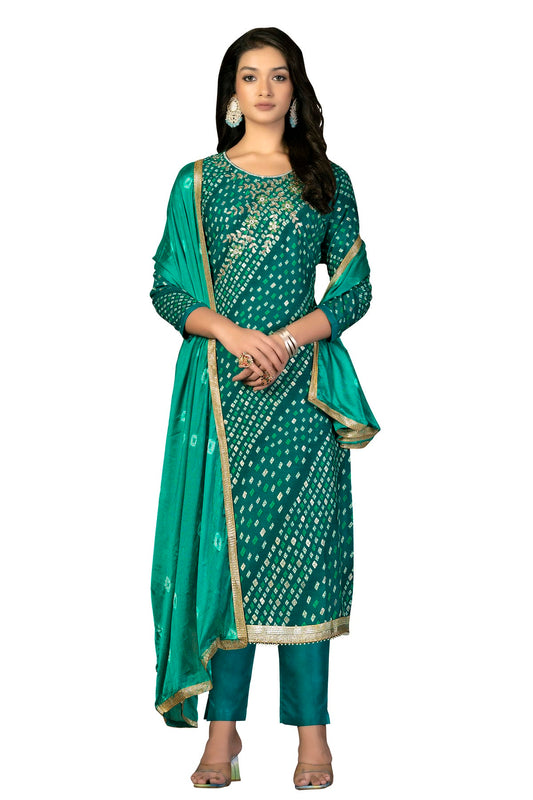 Rama Green Colour Unstitched Jam Cotton Fabric Straight Suit