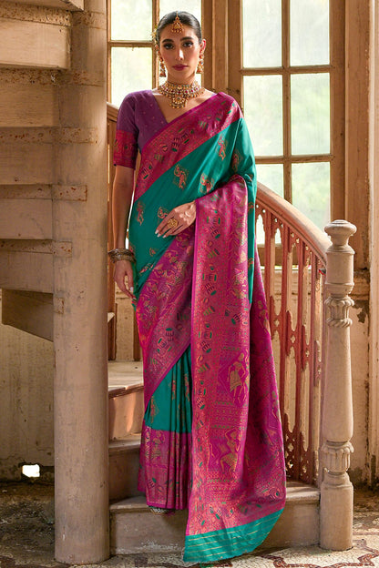 Rama-Green-Colour-Woven-Work-Banarasi-Silk-Saree-VSSD1260011