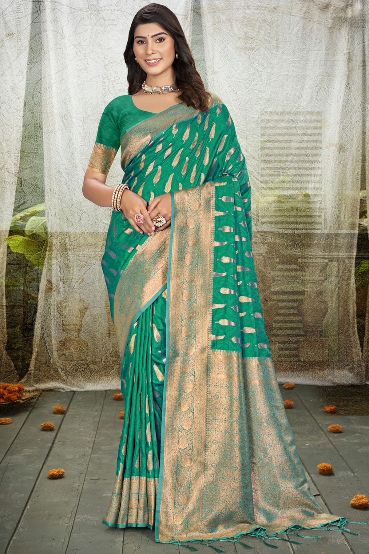 Rama-Green-Colour-Woven-Work-Silk-Traditional-Saree-VSSD1103327