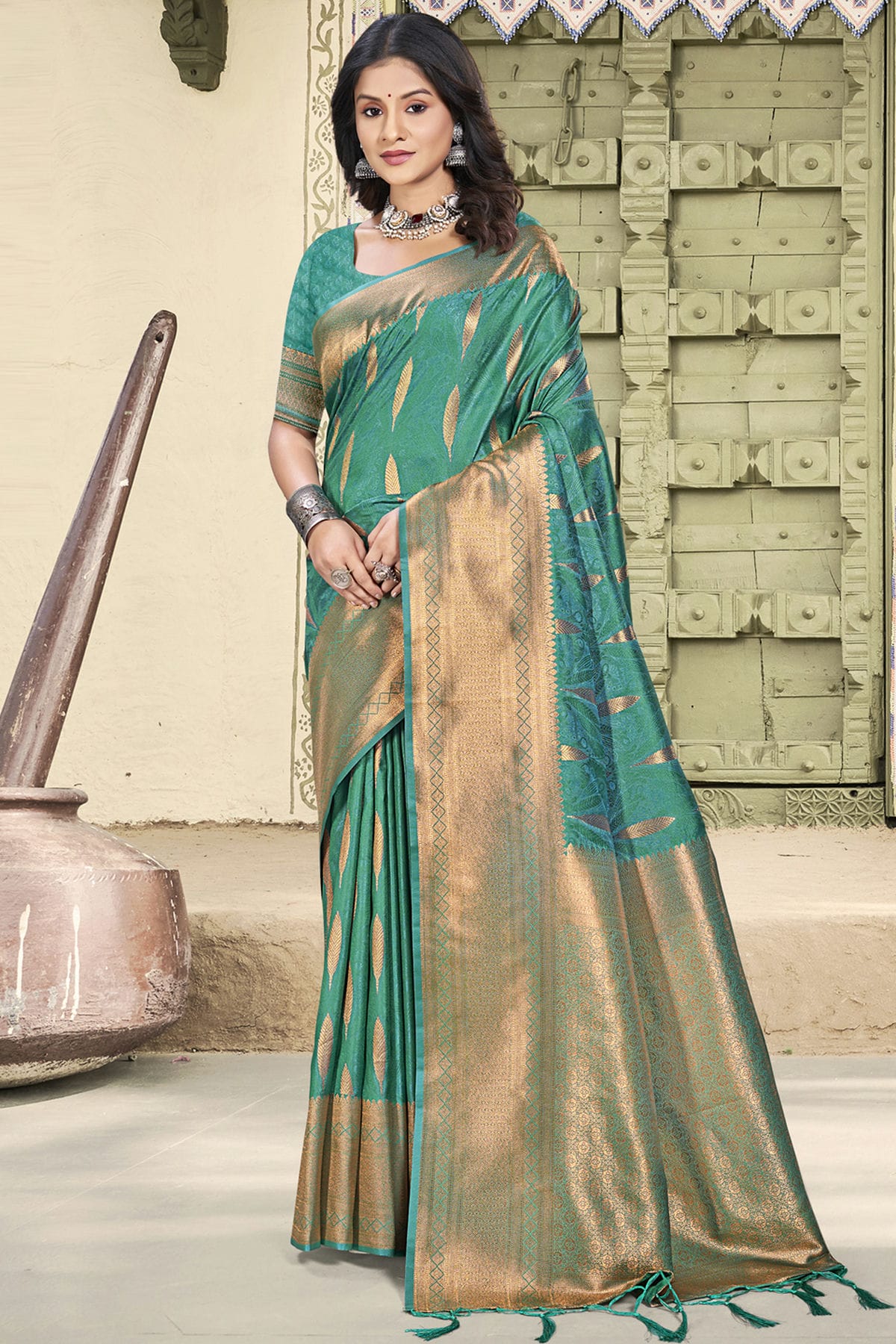 Rama-Green-Colour-Woven-Work-Silk-Traditional-Saree-VSSD1103360