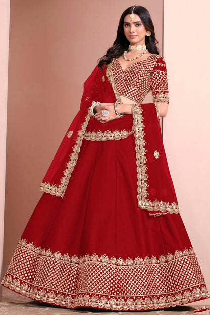 Red Colour Art Silk Lehenga Choli VSLC1050694