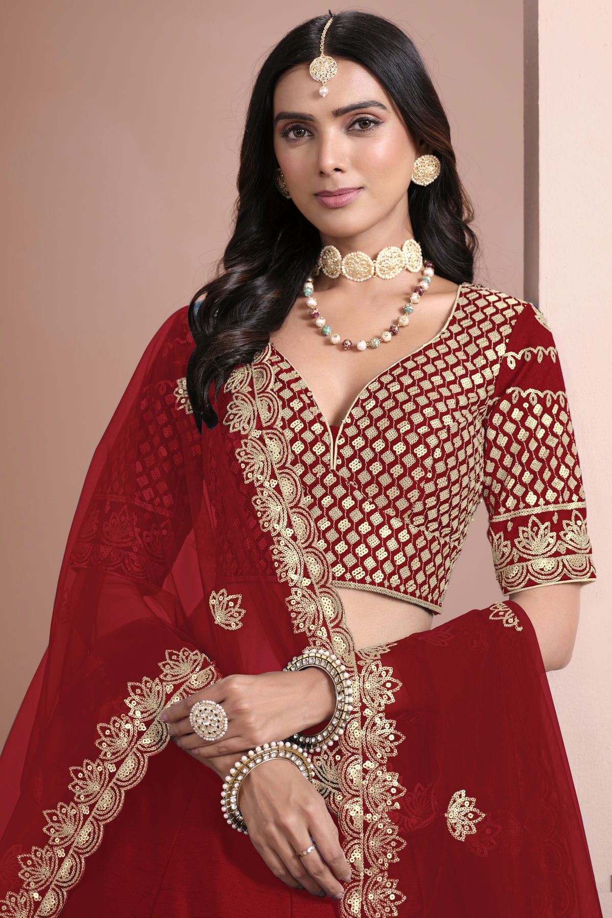 Red Colour Art Silk Lehenga Choli VSLC1050694