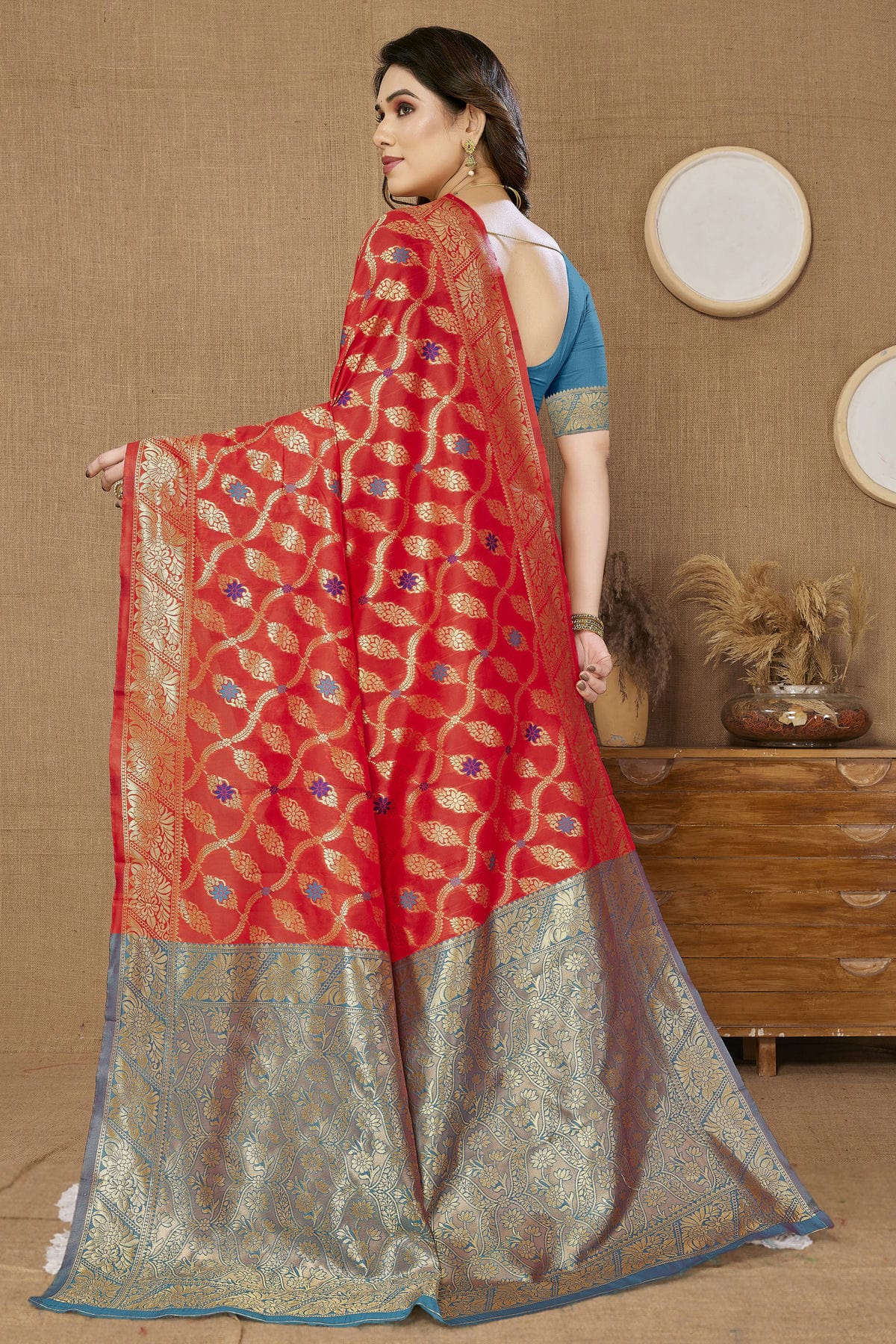 Red Colour Banarasi Silk Saree VSSD1110242