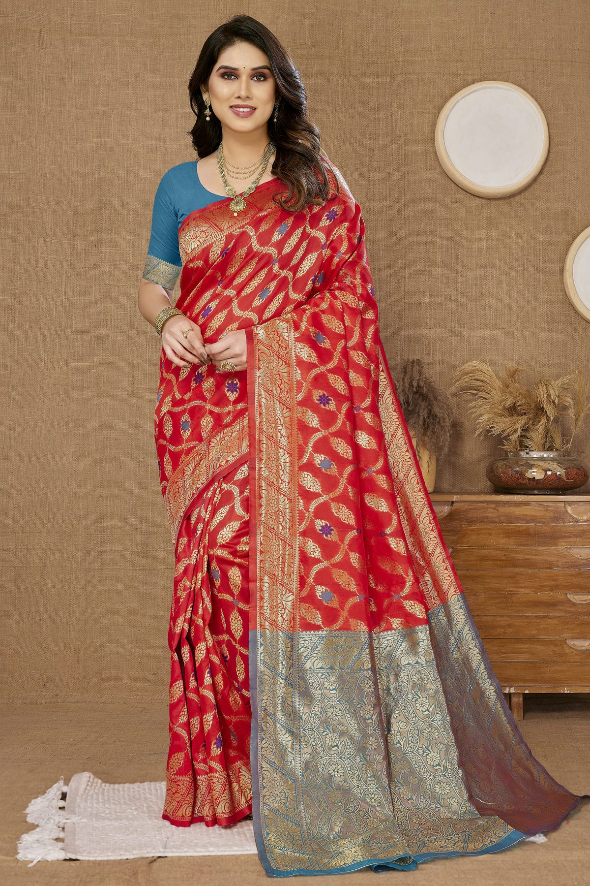 Red Colour Banarasi Silk Saree