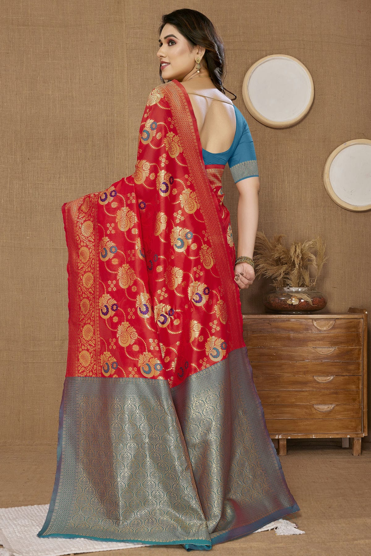 Red Colour Banarasi Silk Saree