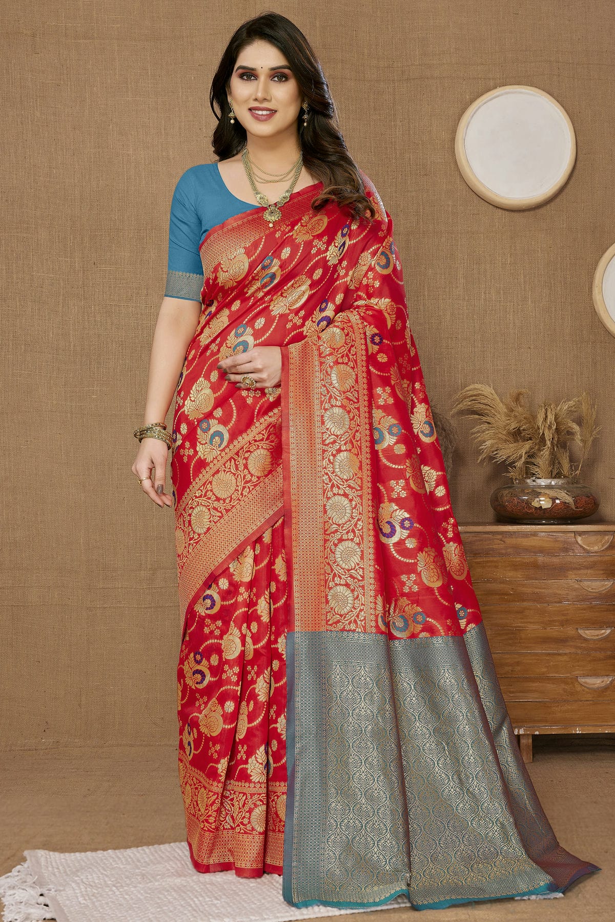 Red Colour Banarasi Silk Saree