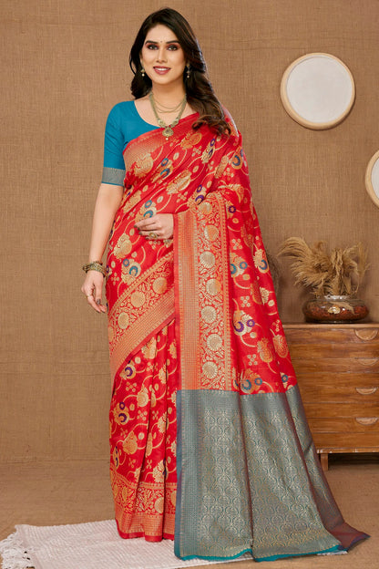 Red Colour Banarasi Silk Saree