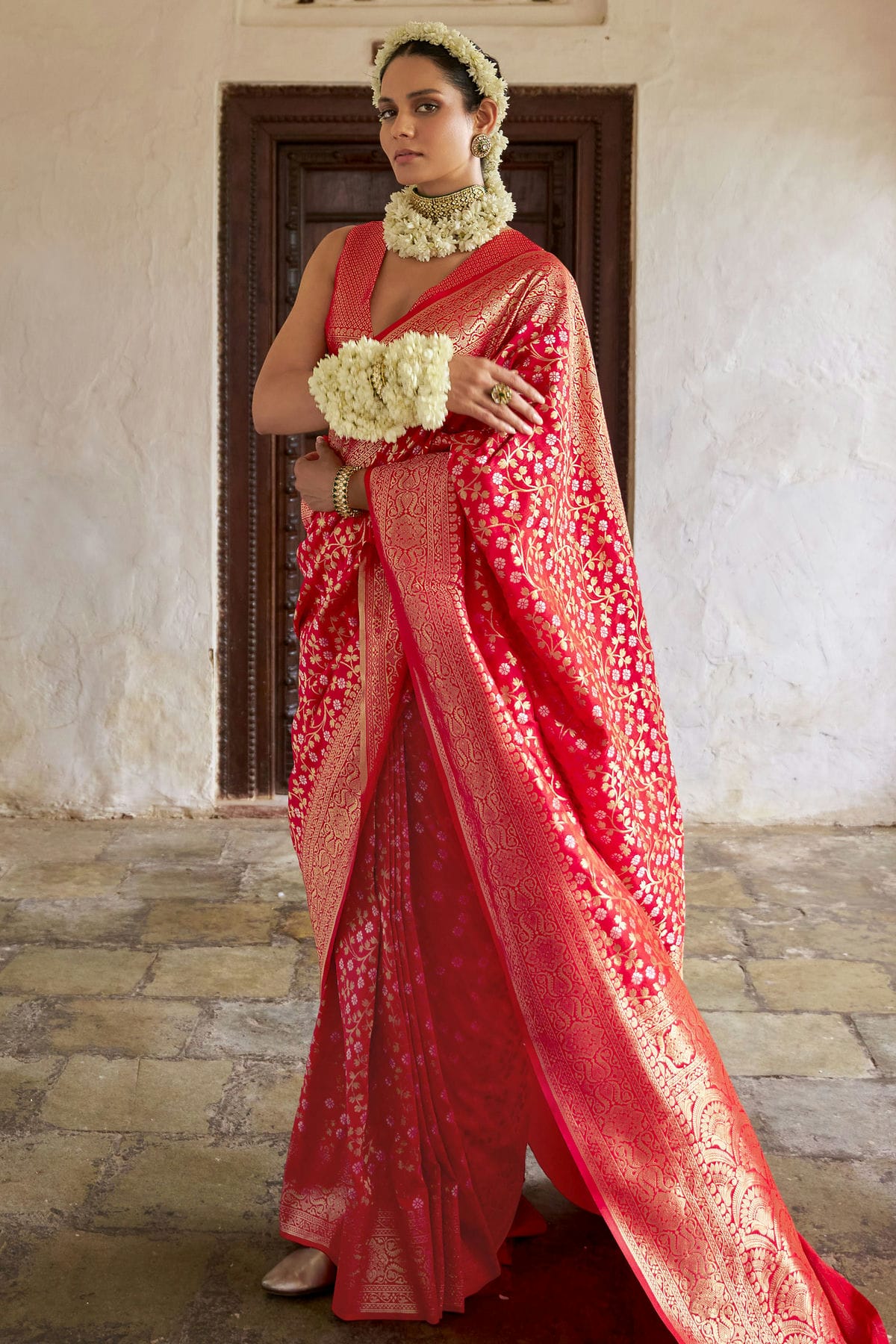 Red Colour Banarasi Silk Traditional Saree