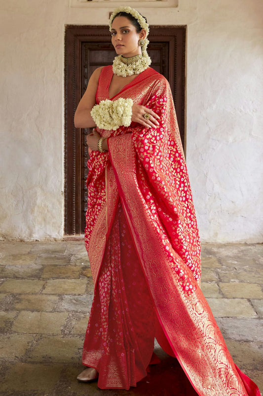 Red Colour Banarasi Silk Traditional Saree