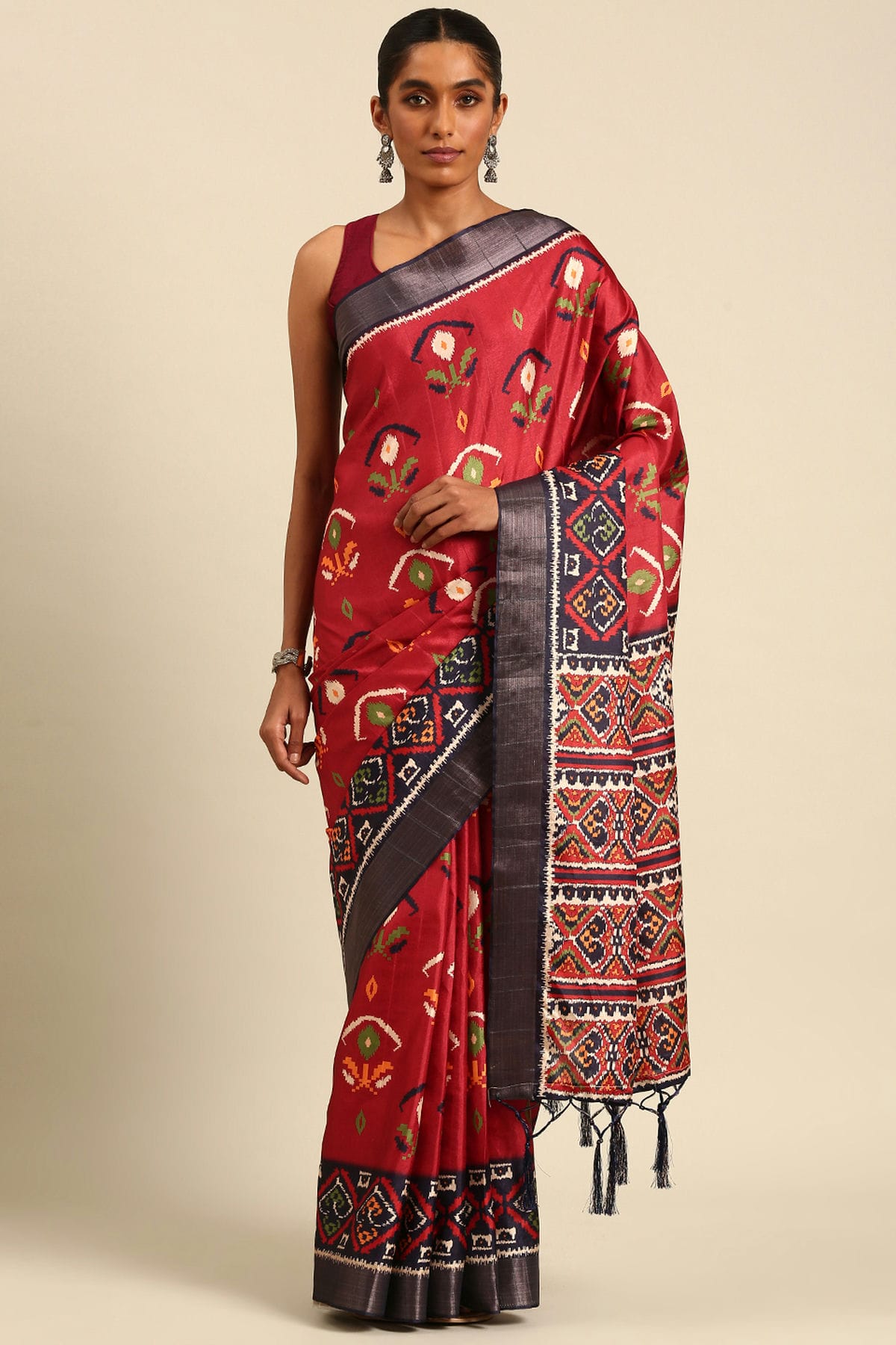 Red Colour Cotton Printed Saree