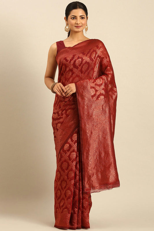 Red Colour Cotton Traditional Saree