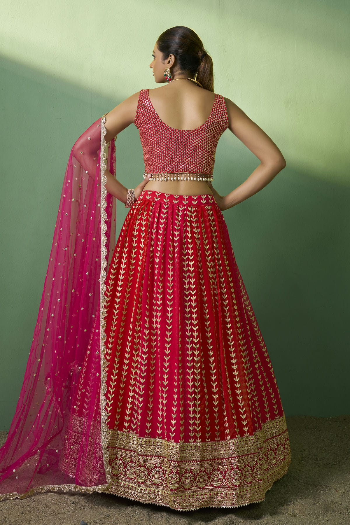 Red Colour Embroidery Georgette Lehenga Choli