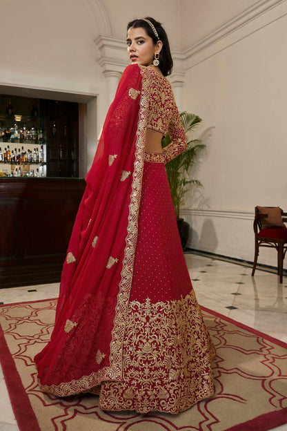 Red Colour Embroidery Georgette Lehenga Choli