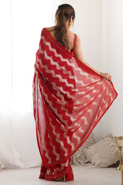 Red Colour Georgette Designer Saree