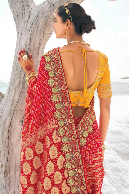 Red Colour Georgette Designer Saree