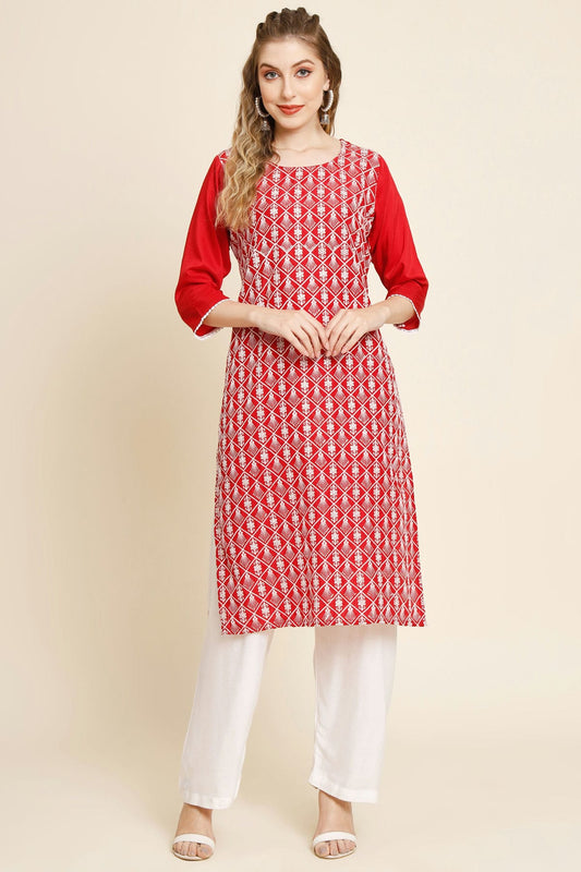 Red Colour Georgette Kurti