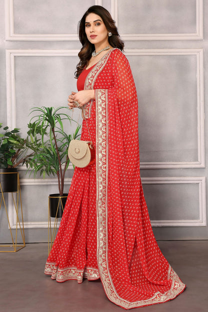 Red Colour Georgette Saree